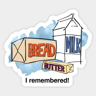 Loaf of Bread, Container of Milk, Stick of Butter Sticker